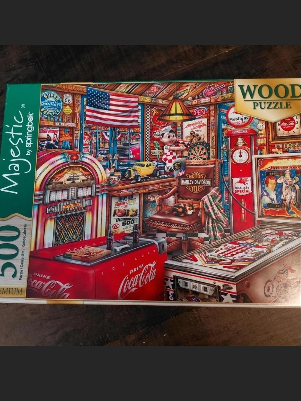 Majestic by Springbok Retro Diner Wood Puzzle - Red, Green, Blue